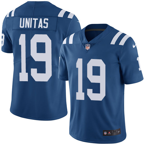 Nike Colts #19 Johnny Unitas Royal Blue Team Color Men's Stitched NFL Vapor Untouchable Limited Jersey